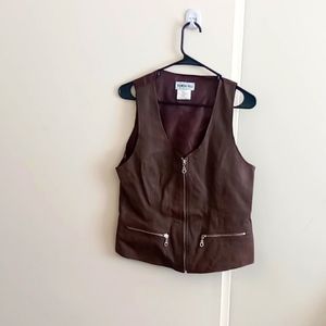 Chocolate leather vest